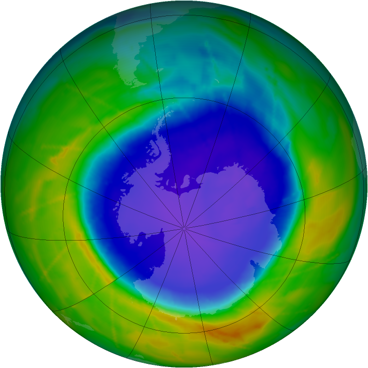 Antarctic ozone map for 12 October 2010